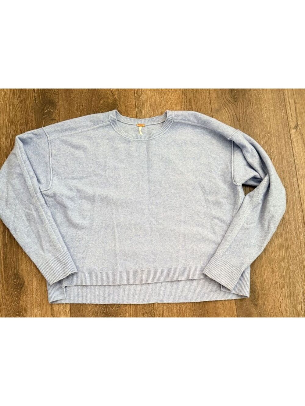 Free People Blue Oversized Knit Sweater XS Crewneck Relaxed Slouchy